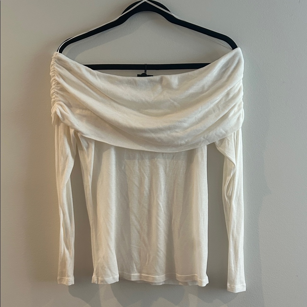 Gianni Bini Off-Shoulder Paige Long Sleeve Blouse in Ivory, size XL, Brand New